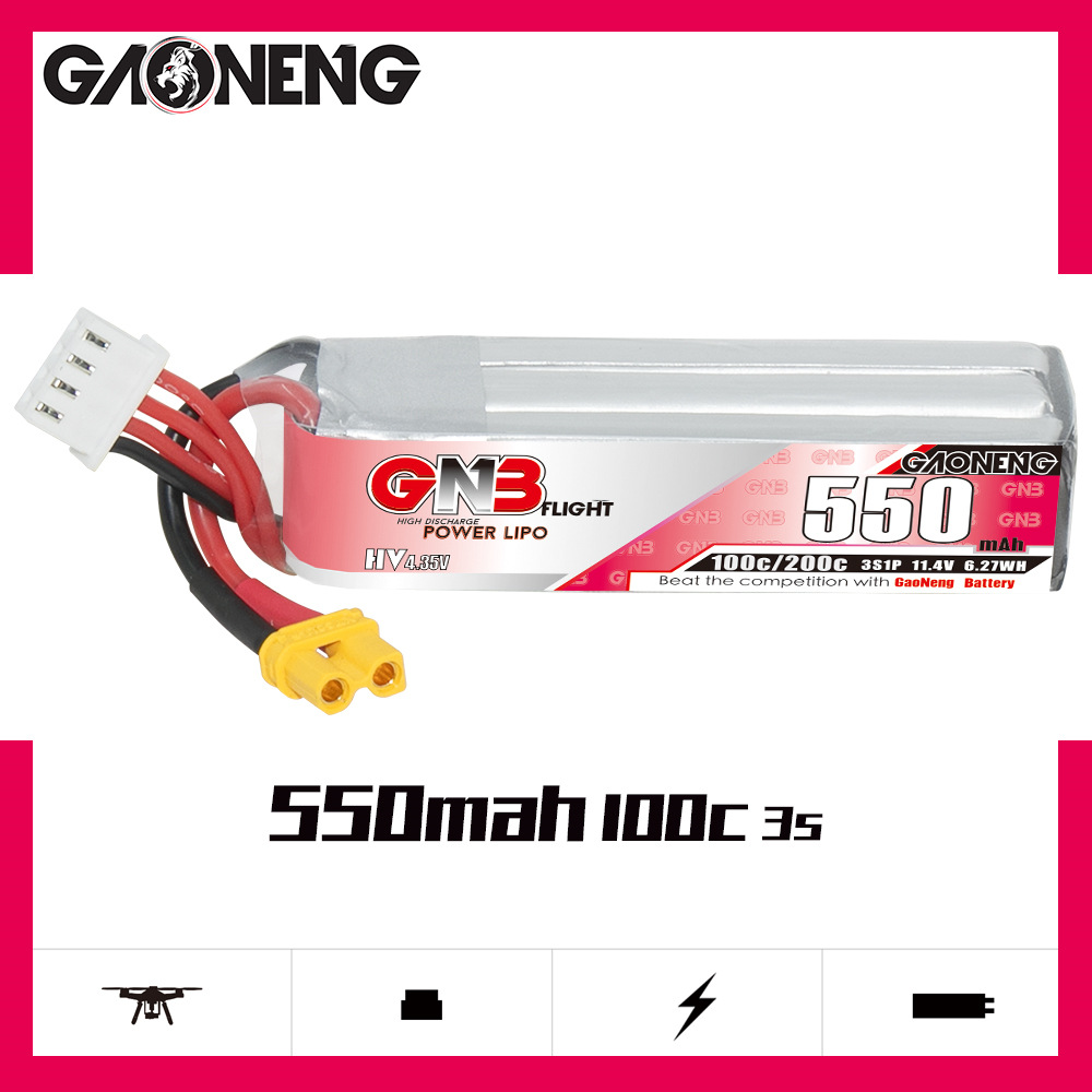 GNB HV 11.4V 550mAh 100C/200C  - đánh giá và giá Drone Racing Battery